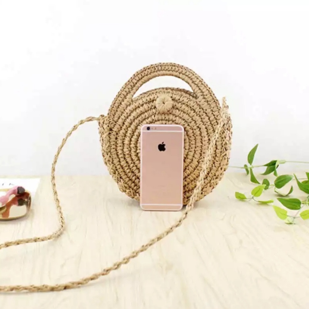 Sale!🆕Straw Circle Beach Handbag Bohemian Rattan - Picture 6 of 16